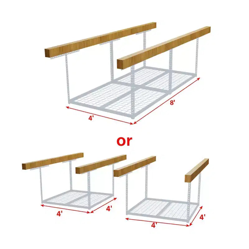 Shuntong 4'x8' The Atlas Pro Overhead Garage Storage Rack 1100 lbs Weight Capacity White