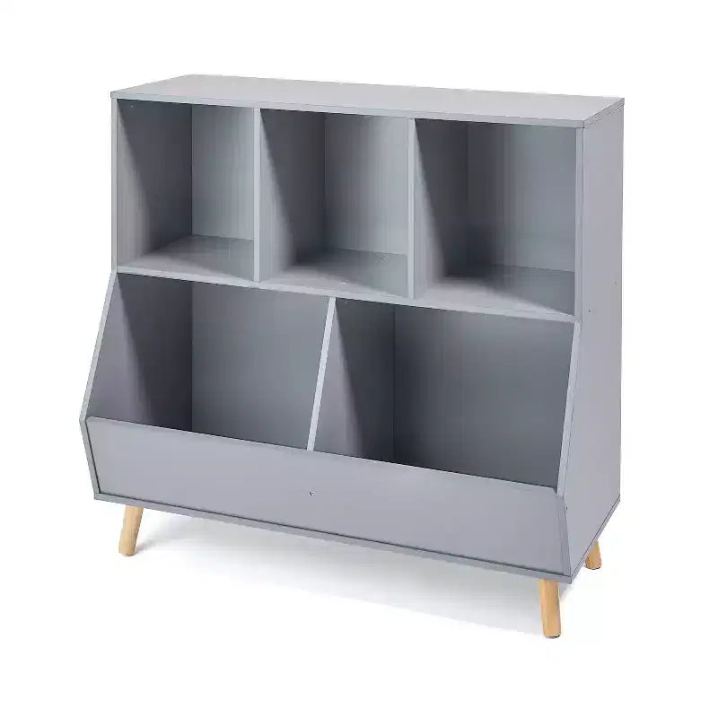 Badger Basket 5 Bin Storage Cubby with Feet Gray