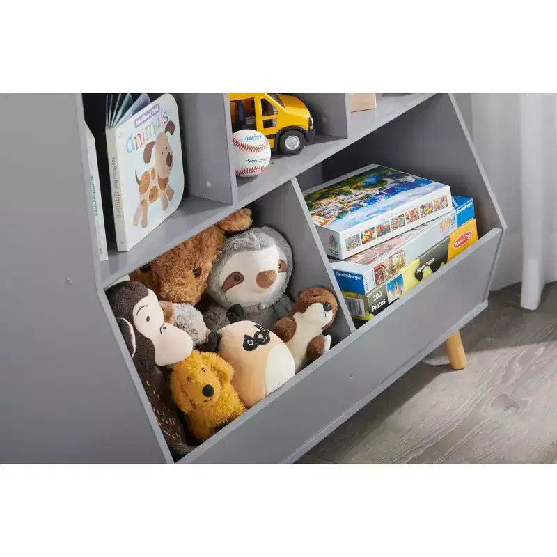 Badger Basket 5 Bin Storage Cubby with Feet Gray