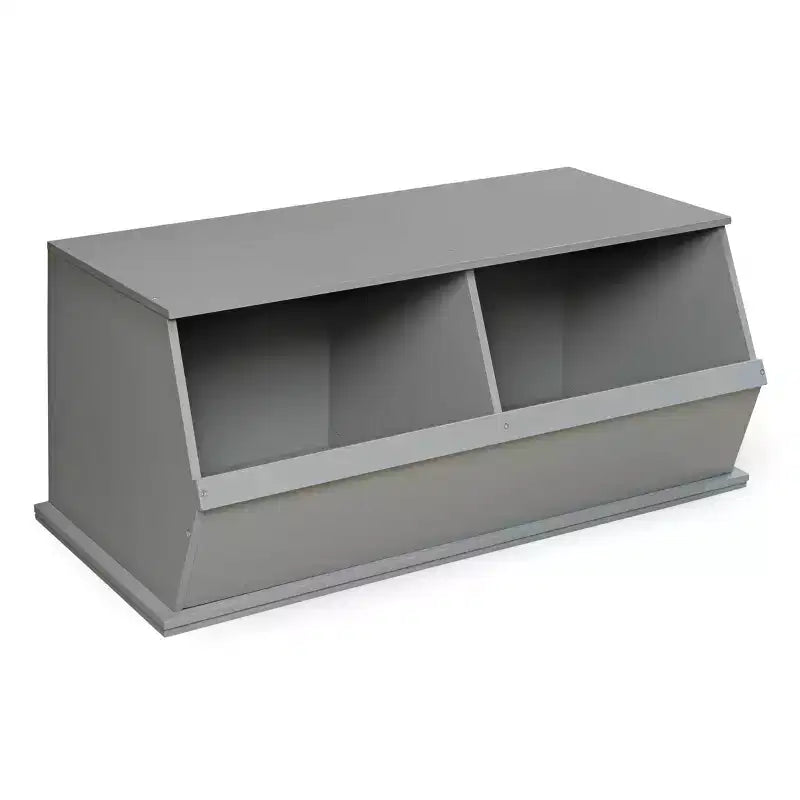 Badger Basket Two Bin Stackable Storage Cubby Gray