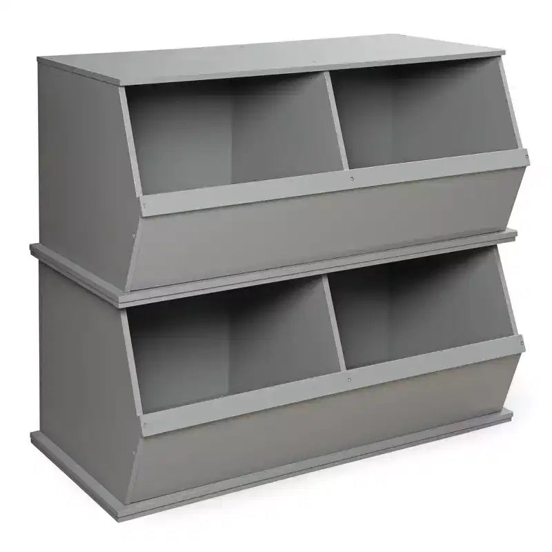 Meuble de rangement empilable Badger Basket à deux bacs, gris