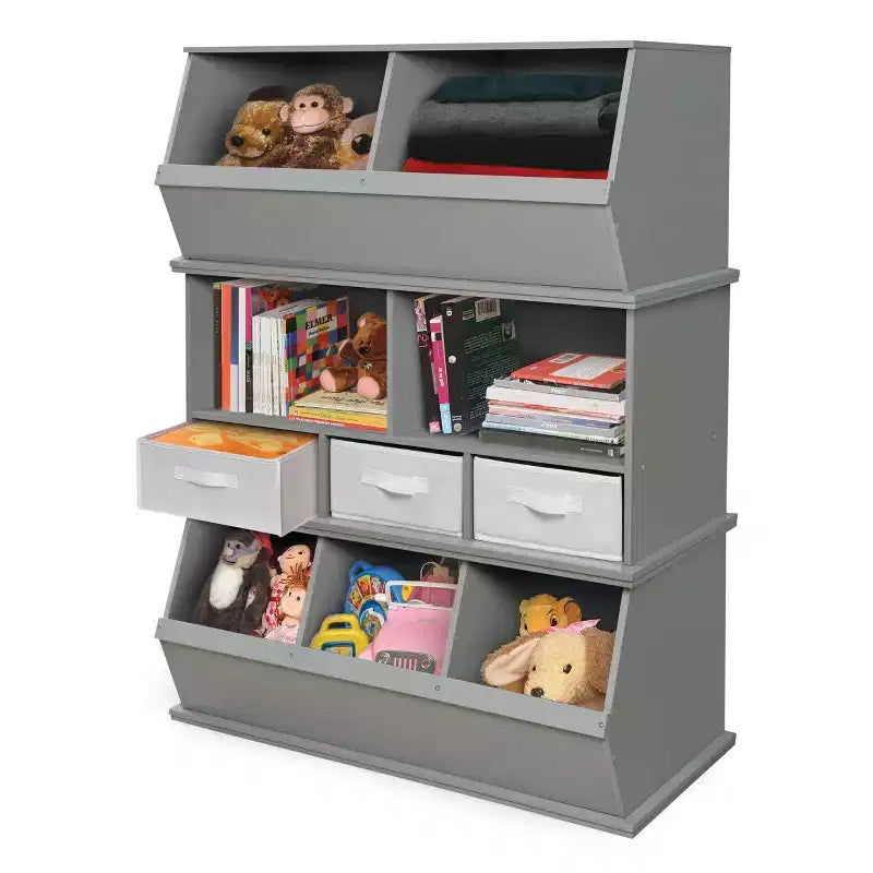 Meuble de rangement empilable Badger Basket à deux bacs, gris