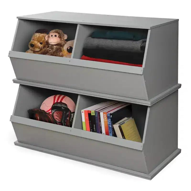 Meuble de rangement empilable Badger Basket à deux bacs, gris
