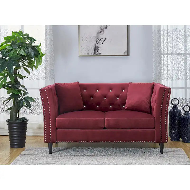 Gracewood Hollow Sukikim Velvet Loveseat