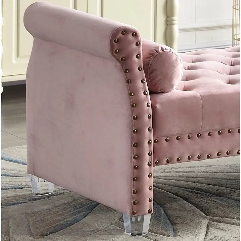 Stefania 71-inch Rolled Arm Oversized Velvet Tufted Upholstered Bench
