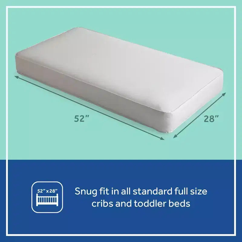Sealy Brilliant Nights 2-Stage Dual Firmness Crib and Toddler Mattress: Hypoallergenic, Waterproof, Innerspring, Vinyl Cover