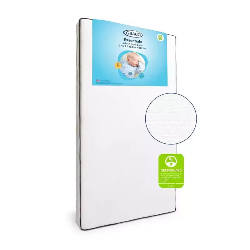 Graco Essentials 6" Mesh Dual-Sided Baby Crib and Toddler Bed Mattress: Firm Polyester Fiber, Water-Resistant Cover