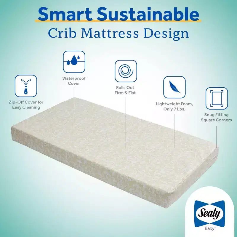 Sealy Butterfly Premium Firm Crib Mattress and Toddler Mattress: Waterproof Vinyl Cover, High-Density Foam, 4 Inch Thickness