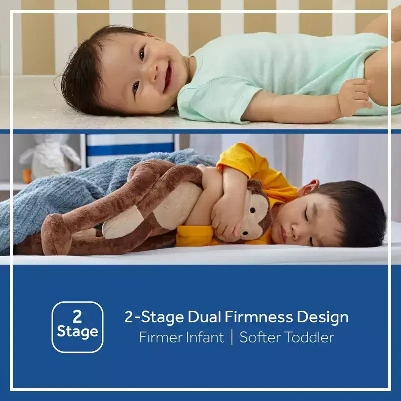 Sealy Baby Posturepedic Evolution 2-Stage Crib Mattress and Toddler Mattress: Firm, 6" Thick, Cotton Cover, Bonnell Coils