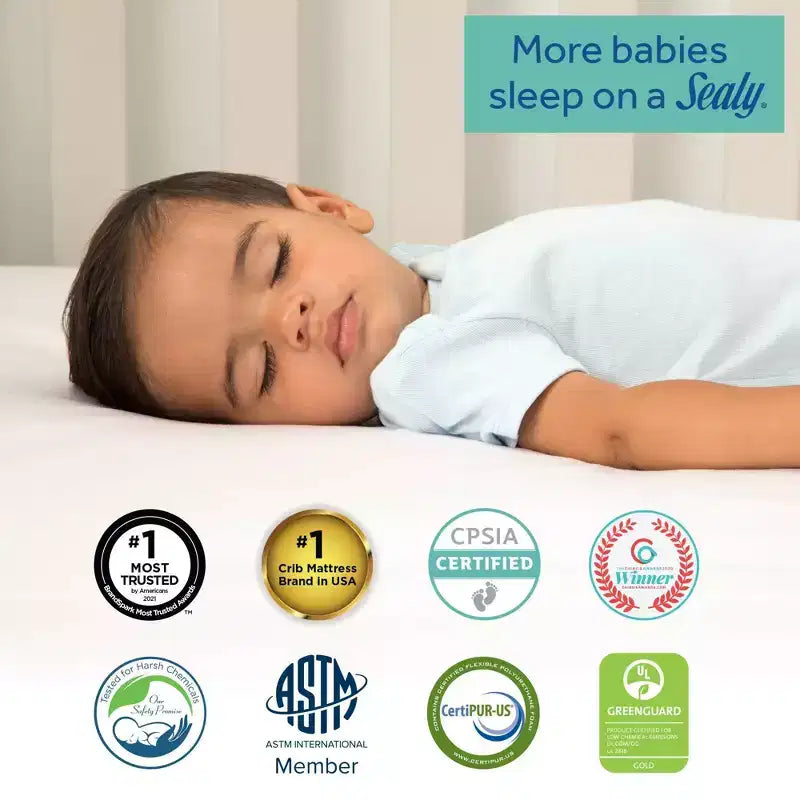 Sealy Baby Posturepedic Evolution 2-Stage Crib Mattress and Toddler Mattress: Firm, 6" Thick, Cotton Cover, Bonnell Coils