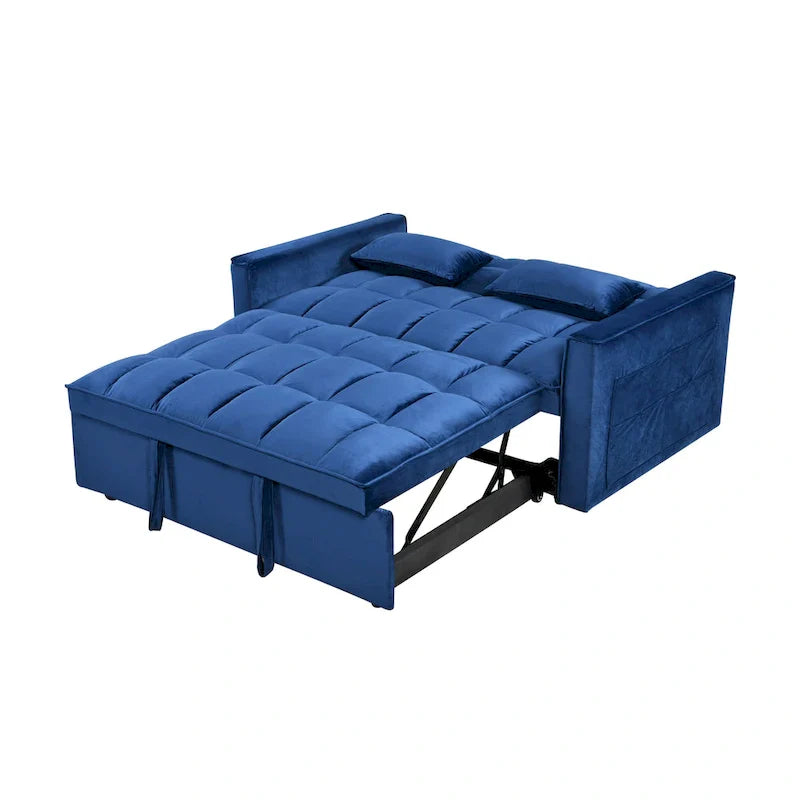 Modern Velvet Futon Loveseat with Reclining Backrest & Pockets, Seats 2 â€?Dark Gray / Light Gray / Blue / Black