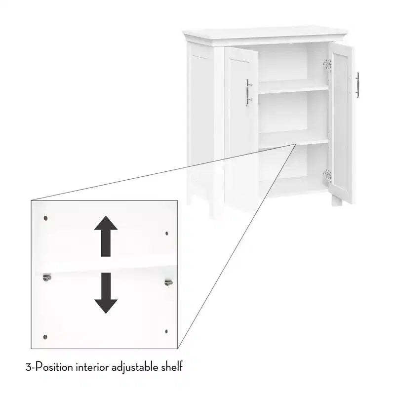 RiverRidge Home Somerset Two Door Bathroom and Laundry Storage Cabinet with Adjustable Shelf White