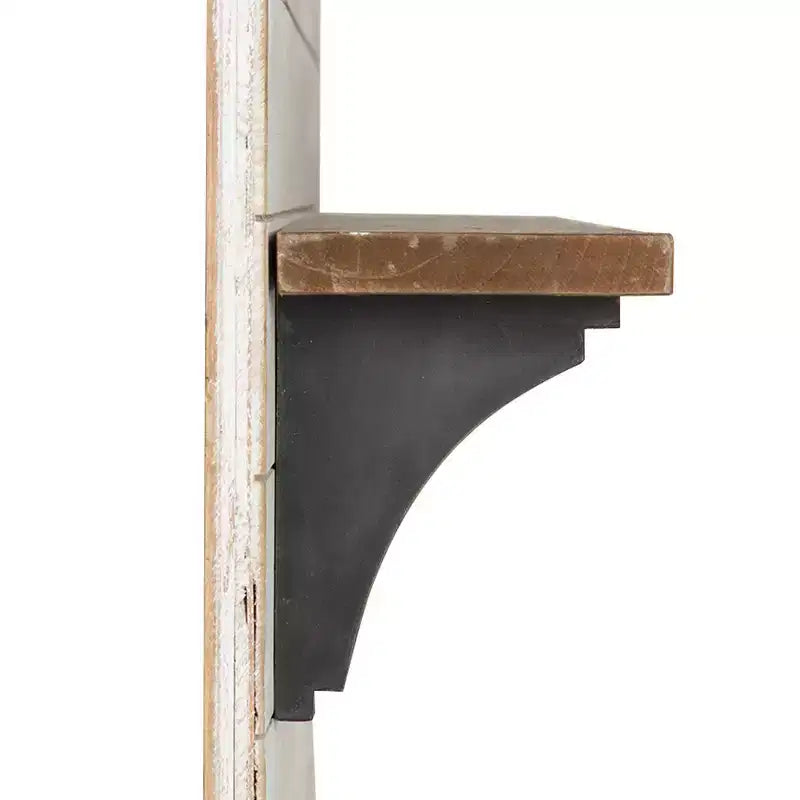 Étagère murale 117 x 66 cm avec 5 crochets Blanc/Marron – Uniek : Kate & Laurel All Things Decor, aucun assemblage requis, bois et métal