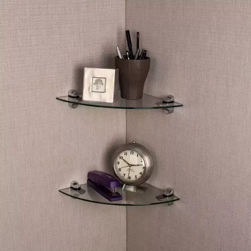 (Set of 2) 10" x 10" Radial Floating Shelves Clear Glass - Danya B.
