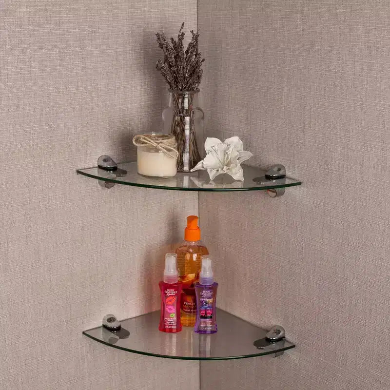 (Set of 2) 10" x 10" Radial Floating Shelves Clear Glass - Danya B.