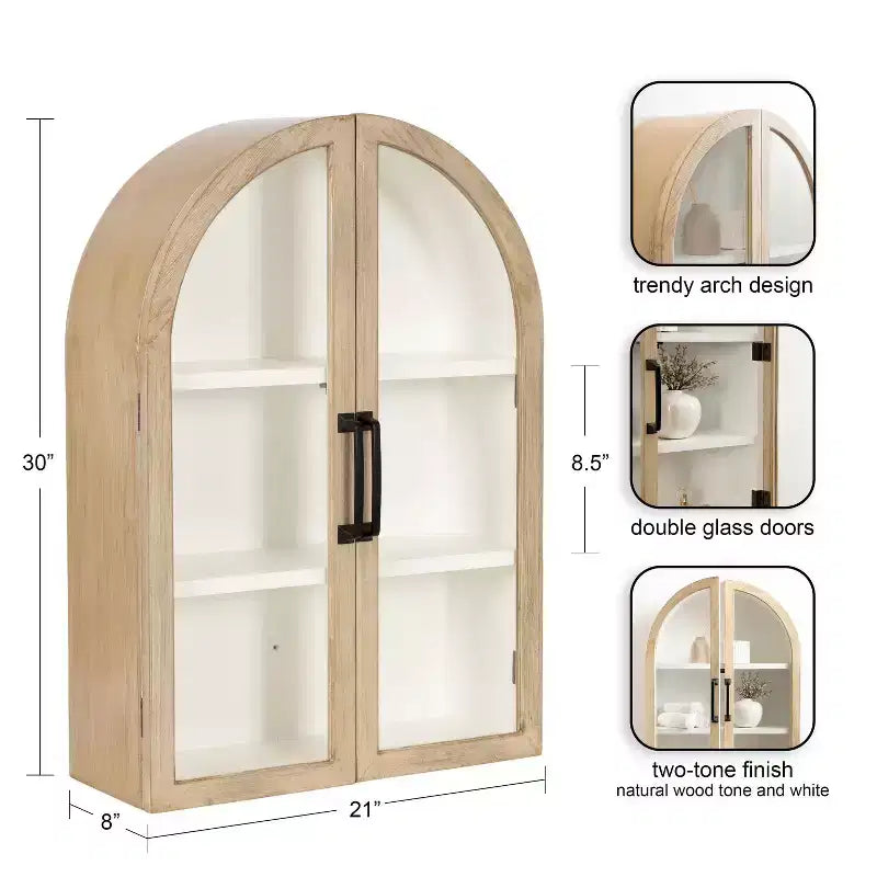 Kate & Laurel All Things Decor 21"x30" Arcott Arch Wall Cabinet White