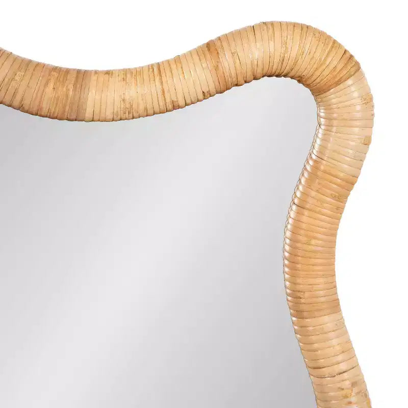 Kate & Laurel All Things Decor 24"X36" Rahfy Rattan Rectangle Scallop Mirror Natural