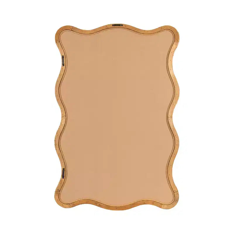 Kate & Laurel All Things Decor 24"X36" Rahfy Rattan Rectangle Scallop Mirror Natural