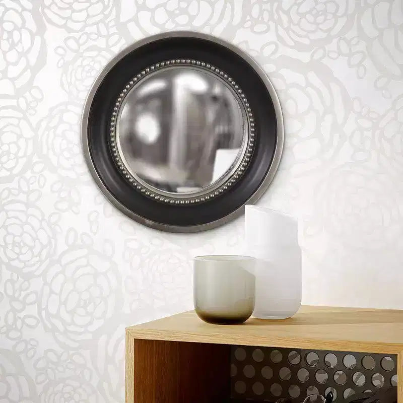 Round Patterson Decorative Wall Mirror Black - Howard Elliott: Modern Resin Frame, 16-Inch Wall-Mounted Mirror