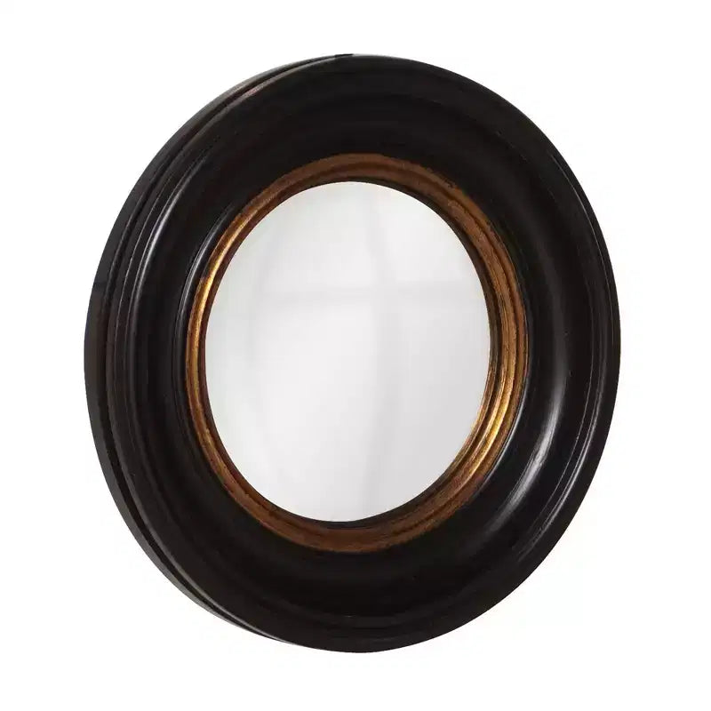 Round Albert Decorative Wall Mirror Black/Gold - Howard Elliott: Grooved Edge, Wood Frame, Wall Mount