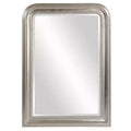 Sterling Arched Silver Mirror - Howard Elliott: Wood Frame, Beveled Edge, Transitional Style, 42x30.5"