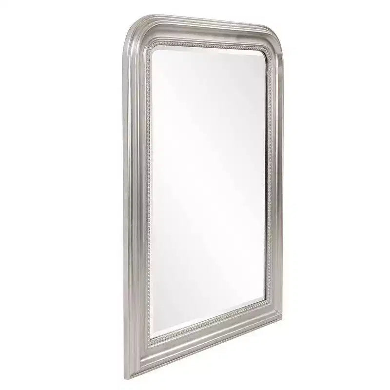 Sterling Arched Silver Mirror - Howard Elliott: Wood Frame, Beveled Edge, Transitional Style, 42x30.5"