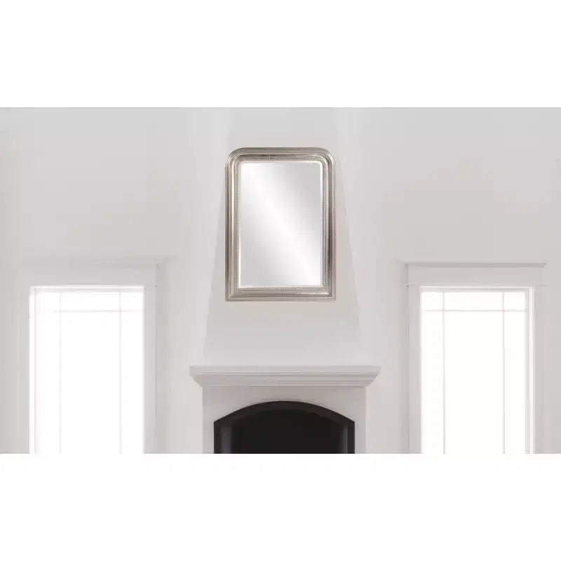 Sterling Arched Silver Mirror - Howard Elliott: Wood Frame, Beveled Edge, Transitional Style, 42x30.5"