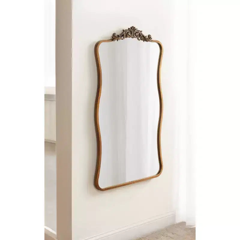 Kate & Laurel All Things Decor 24"X42" Arendahl Wavy Mirror Gold