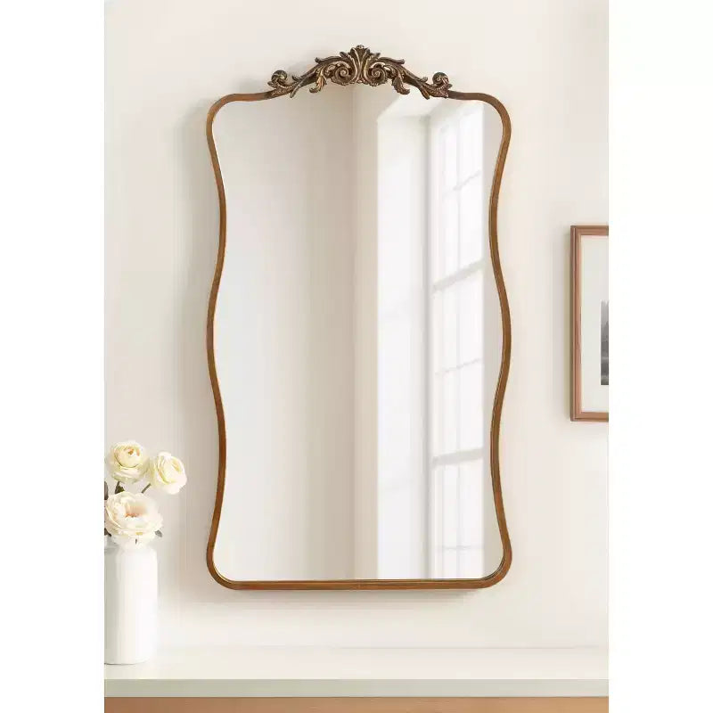Kate & Laurel All Things Decor 24"X42" Arendahl Wavy Mirror Gold