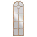 Olivia & May Glass Window Pane Inspired Wall Mirror with Arched Top Brown: Distressed Finish, Wood Frame, No Assembly Required