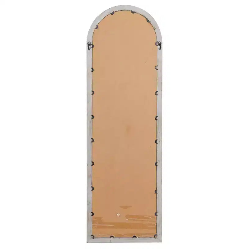 Olivia & May Glass Window Pane Inspired Wall Mirror with Arched Top Brown: Distressed Finish, Wood Frame, No Assembly Required
