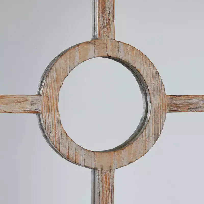 Olivia & May Glass Window Pane Inspired Wall Mirror with Arched Top Brown: Distressed Finish, Wood Frame, No Assembly Required