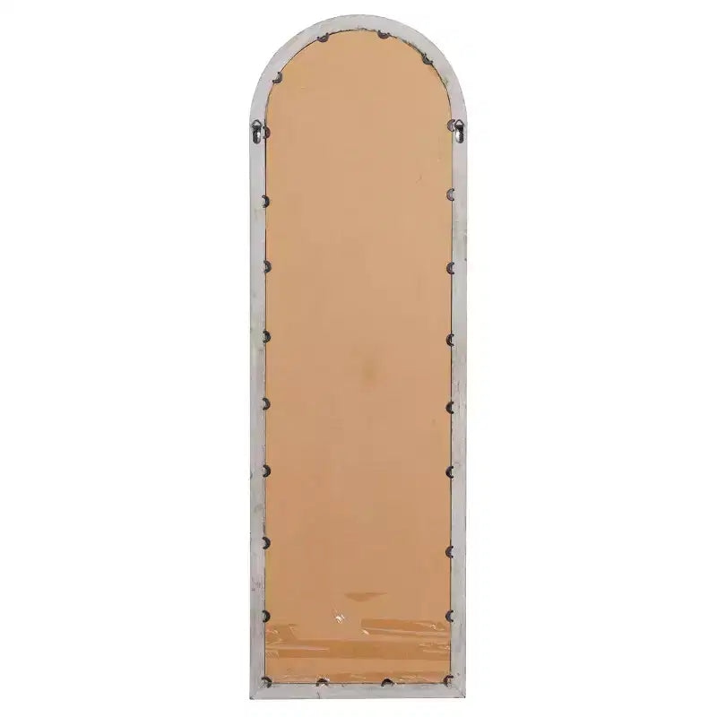 Olivia & May Glass Window Pane Inspired Wall Mirror with Arched Top Brown: Distressed Finish, Wood Frame, No Assembly Required