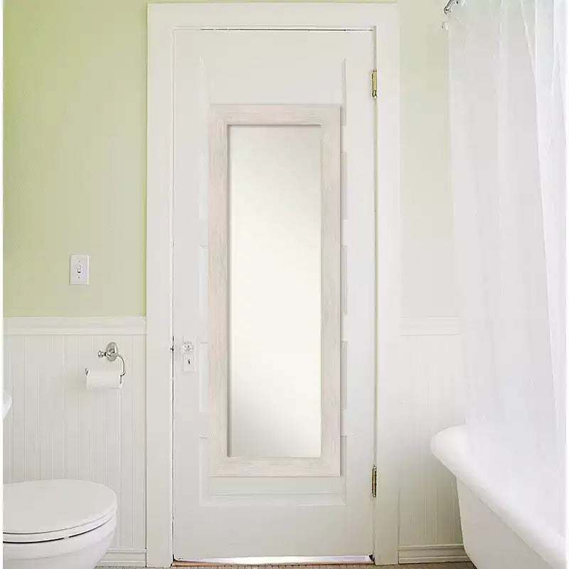 Miroir pleine longueur à suspendre à une porte, encadré en bois massif, 19" x 53" - Blanc