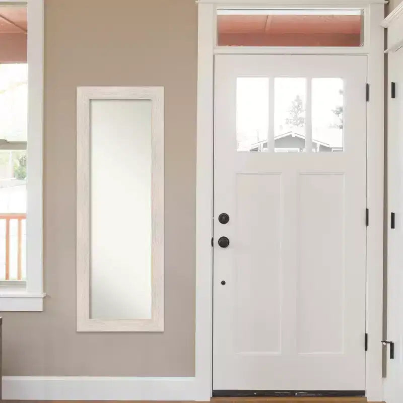 Miroir pleine longueur à suspendre à une porte, encadré en bois massif, 19" x 53" - Blanc