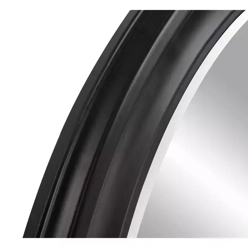 Howard Elliott 36" George Round Matte Black Wood Framed Beveled Mirror