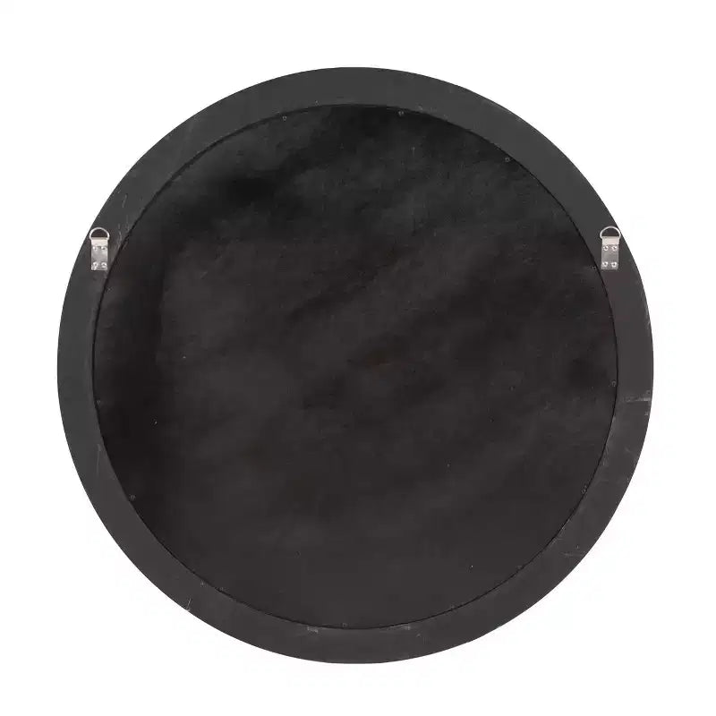Howard Elliott 36" George Round Matte Black Wood Framed Beveled Mirror