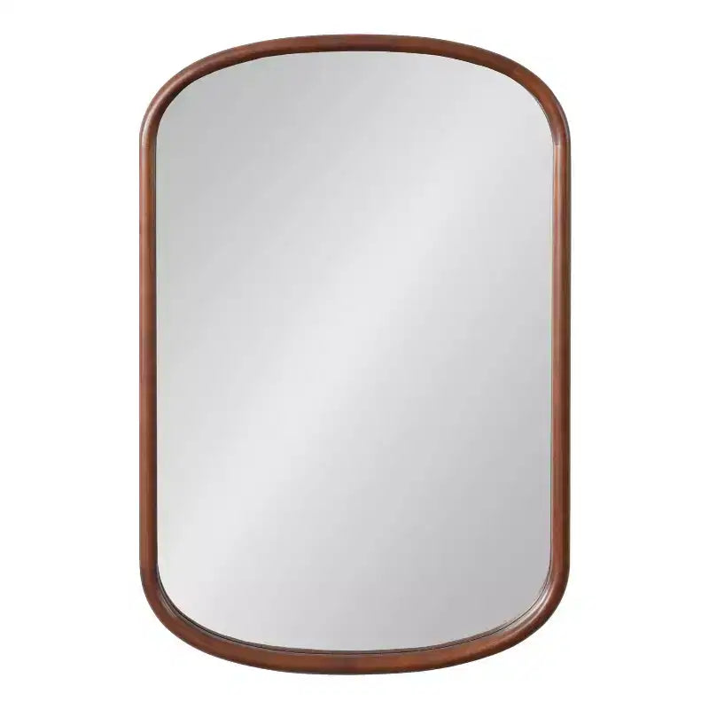 Kate & Laurel All Things Decor 24"X36" Talma Capsule Wall Mirror Walnut Brown