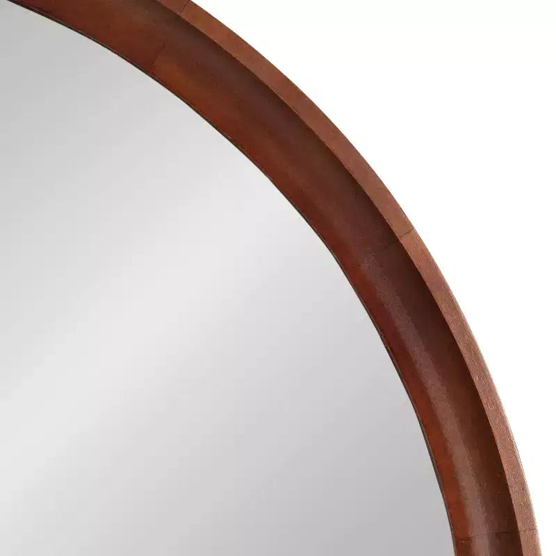 Kate & Laurel All Things Decor 30" Hatherleigh Round Wood Wall Mirror Diameter Walnut Brown