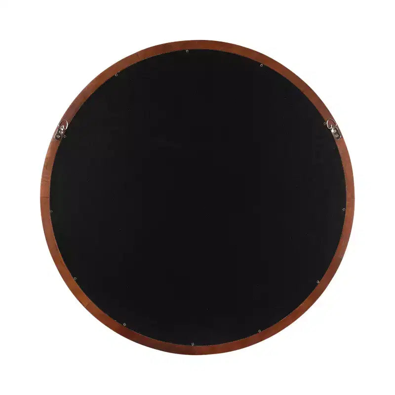 Kate & Laurel All Things Decor 30" Hatherleigh Round Wood Wall Mirror Diameter Walnut Brown