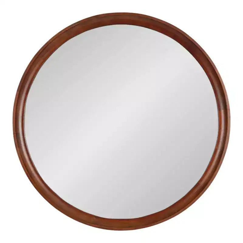 Kate & Laurel All Things Decor 30" Hatherleigh Round Wood Wall Mirror Diameter Walnut Brown