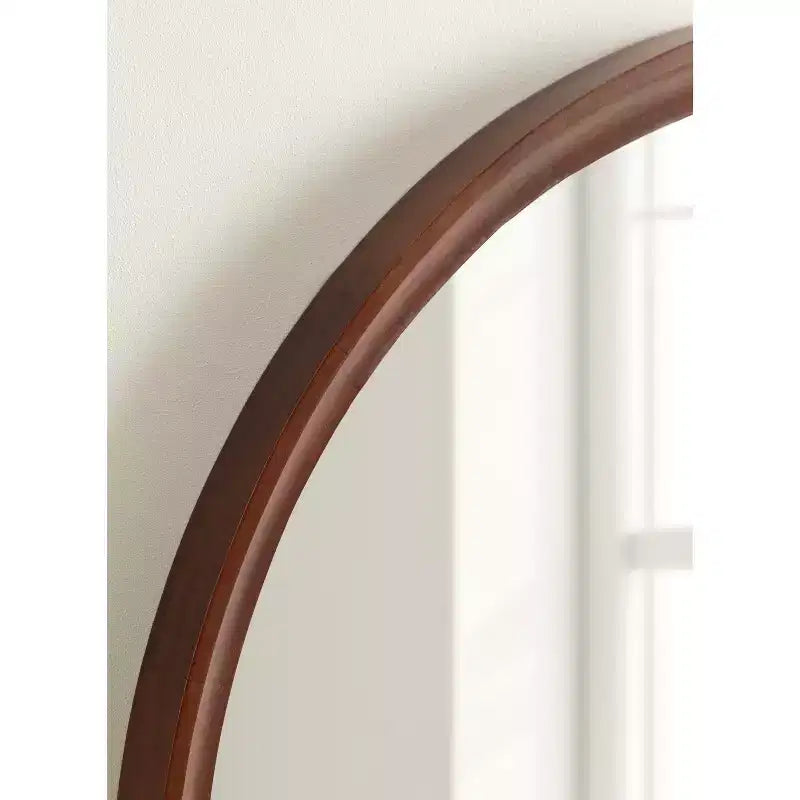 Kate & Laurel All Things Decor 30" Hatherleigh Round Wood Wall Mirror Diameter Walnut Brown