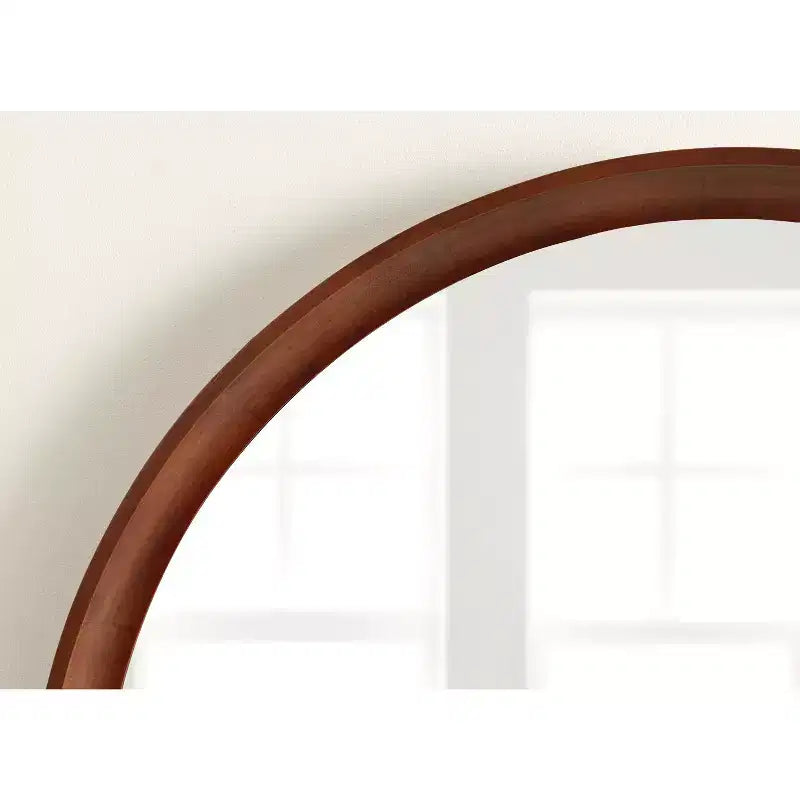 Kate & Laurel All Things Decor 30" Hatherleigh Round Wood Wall Mirror Diameter Walnut Brown