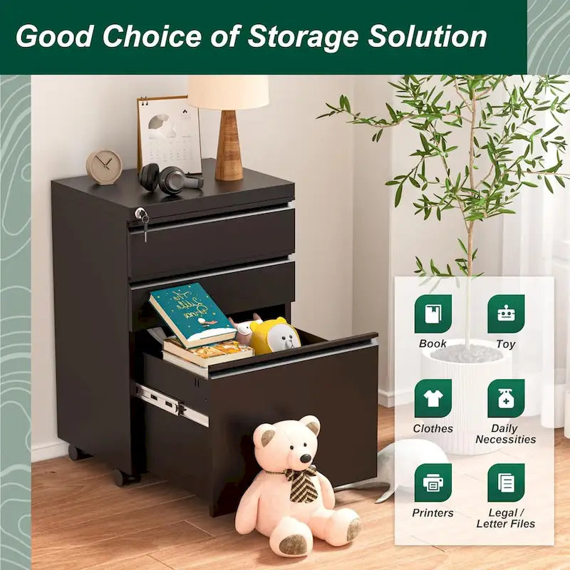 3 Drawer Mobile/Vertical File Cabinet for Home Office