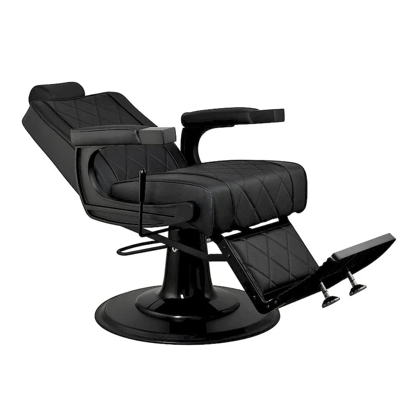 ROGERS Heavy Duty Barber Chair Reclining Barbershop Styling Chair, Black