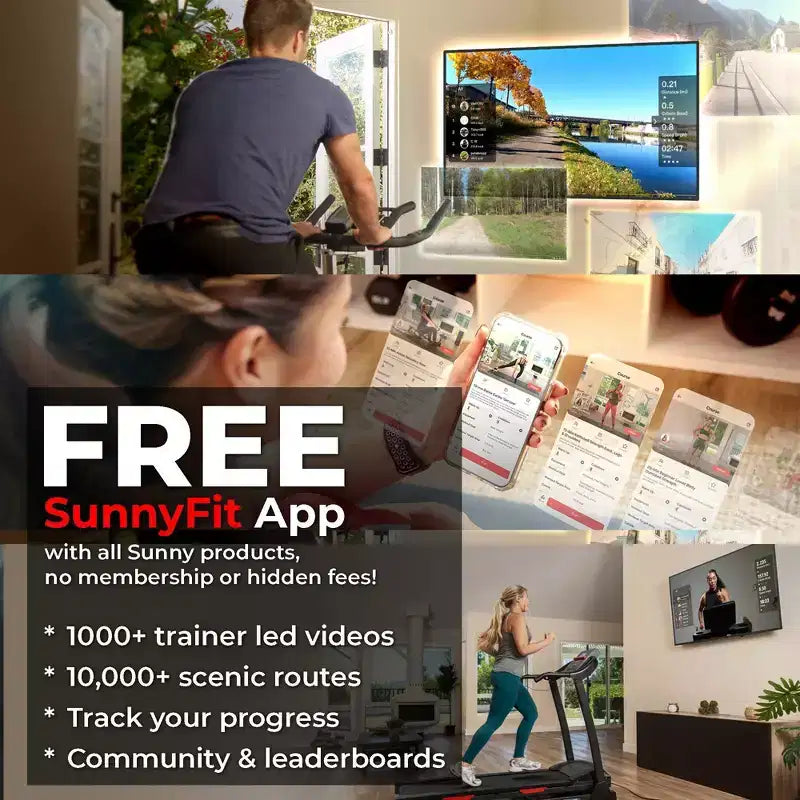 Sunny Health & Fitness Premium Folding Auto-Incline Smart Treadmill with Exclusive SunnyFit App Enabled - Black