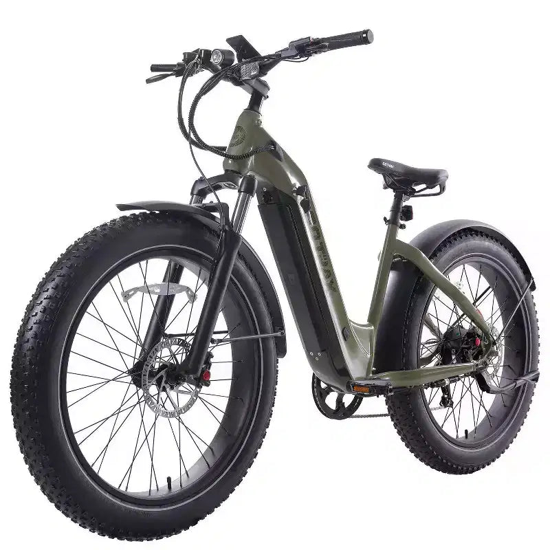 GOTRAX Adult Fat Tire 26" Step Through Electric Hybrid Bike - Green