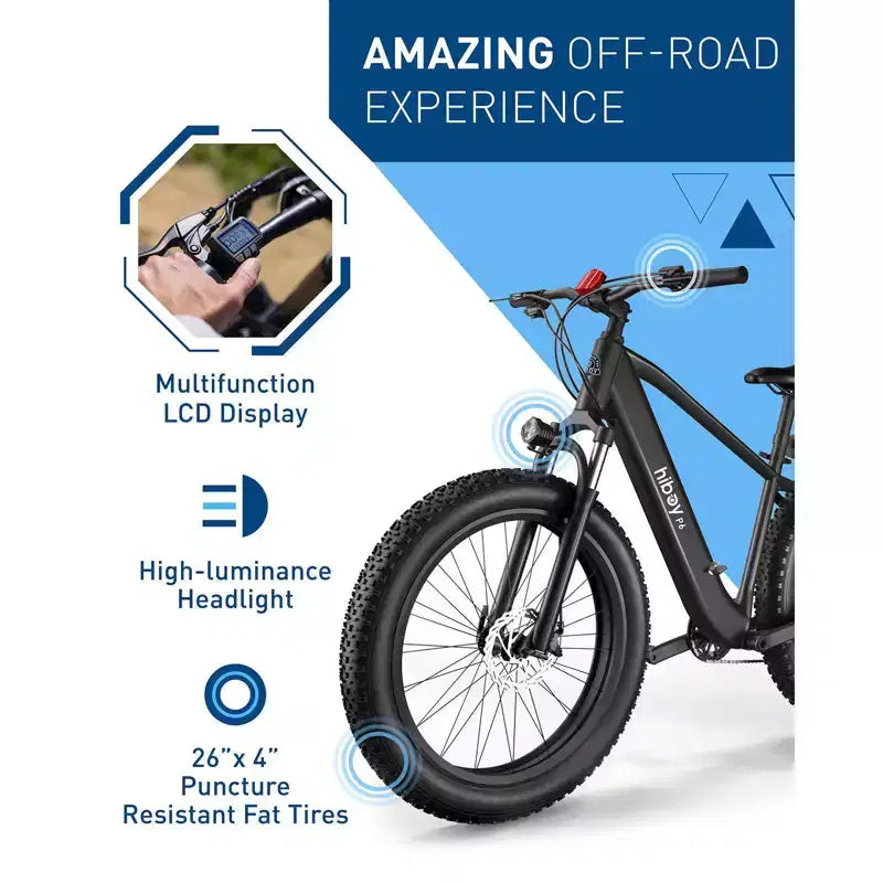Vélo de montagne électrique Hiboy Adult P6 26" avec cadre haut - Noir