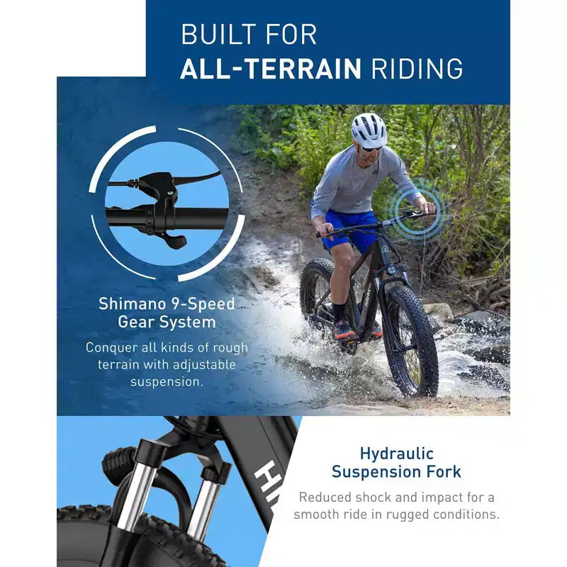 Vélo de montagne électrique Hiboy Adult P6 26" avec cadre haut - Noir