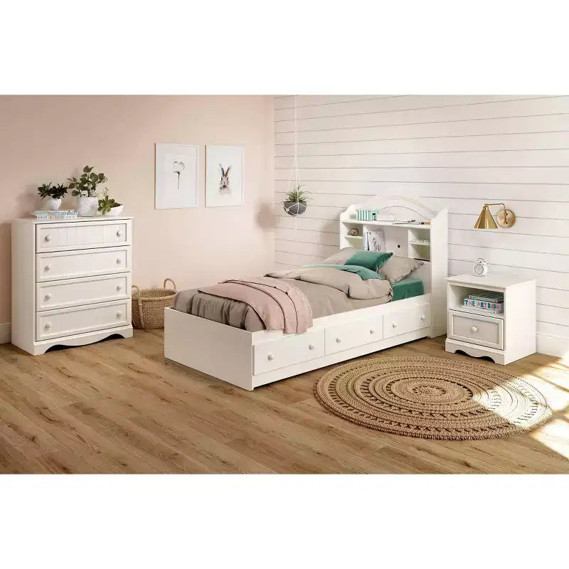 South Shore Savannah 1-Drawer Kids' Nightstand Pure White